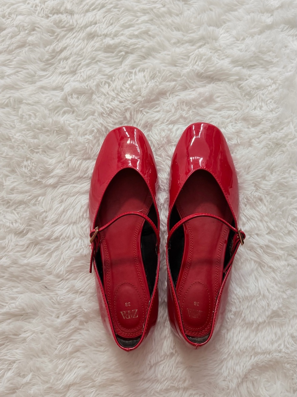 ZARA Patent Ballet Flats – Red – Size 38 - Picture 2 of 5